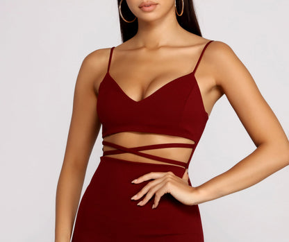 Go All Out Waist Cut Out Crepe Mini Dress