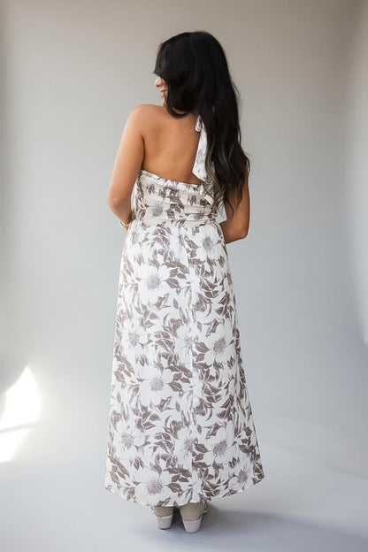 Whispering Willow Cream Floral Midi Dress