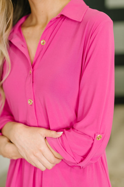 Inspire Collared Neck Dress in Runway Pink