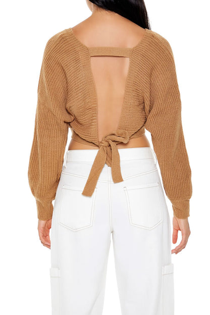 Open-Back Cropped Sweater