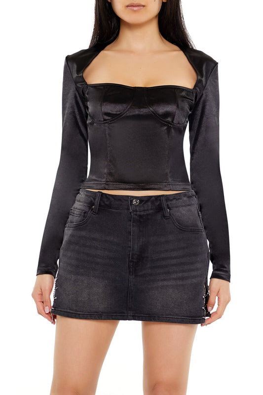Square-Neck Bustier Crop Top