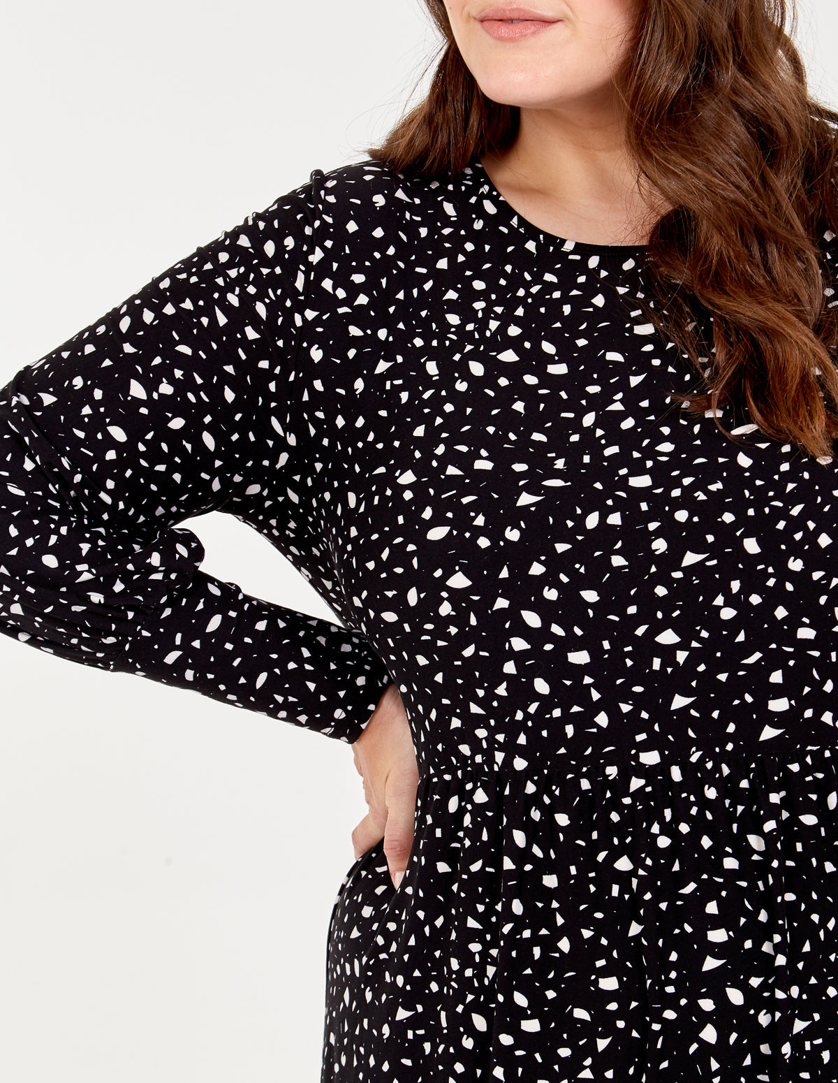 Curve Long Sleeve Smock Dress
