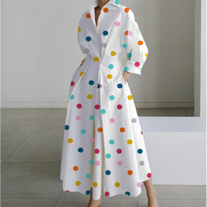 Elegant Long Wrap Dress with Collar - Chic and Timeless