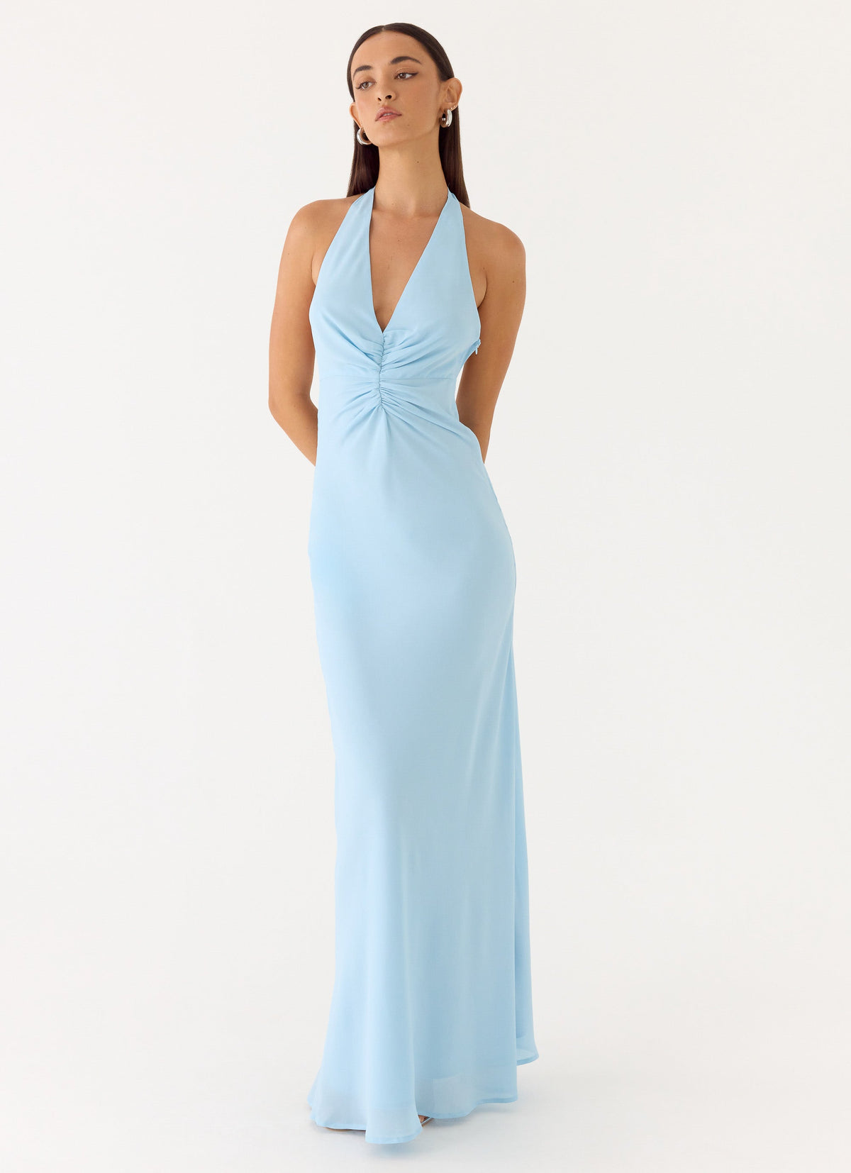 Sharpay Halter Maxi Dress - Pale Blue
