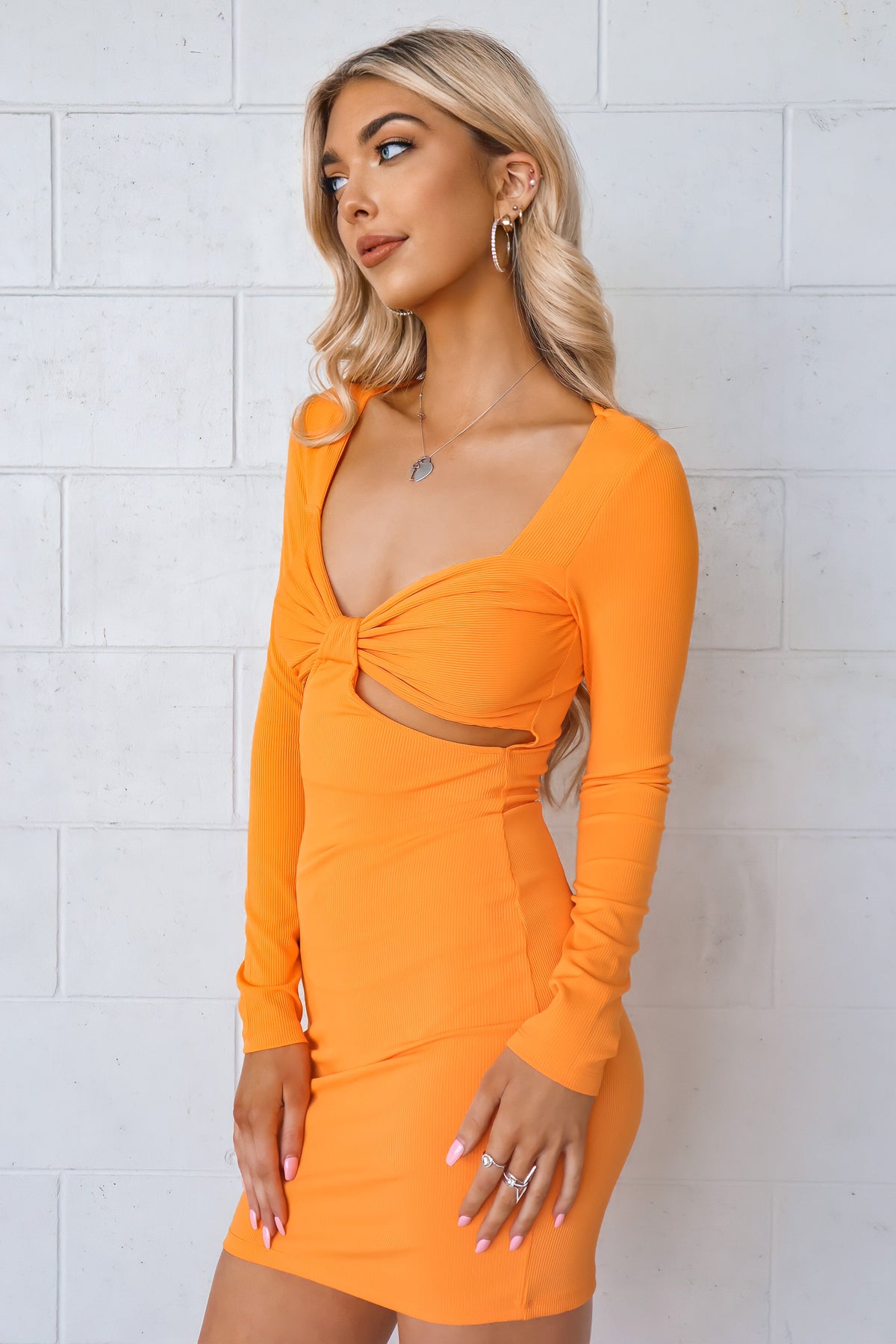 Tallulah Sleeve Dress - Mango Orange