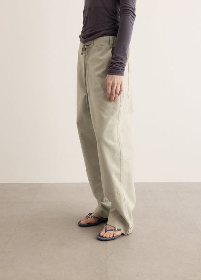 Washed Cotton Wide Pants