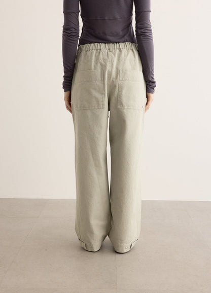 Washed Cotton Wide Pants