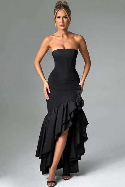 Daphne Asymmetrical Ruffle Maxi Dress