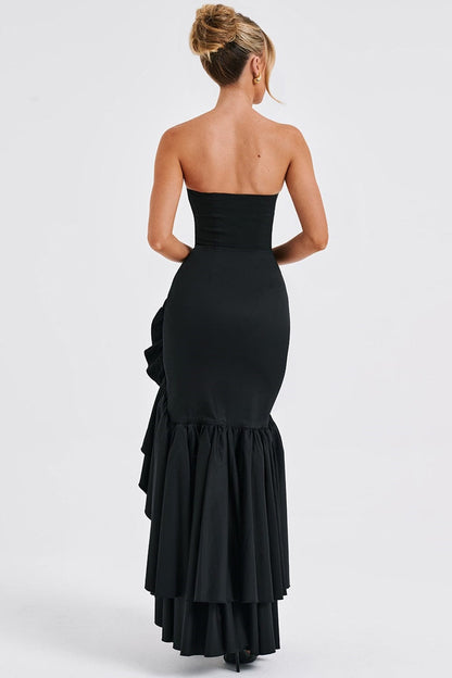 Daphne Asymmetrical Ruffle Maxi Dress