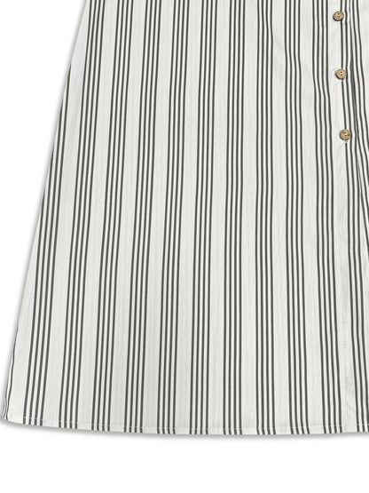 Plus Size Striped Button Front Midi Dress