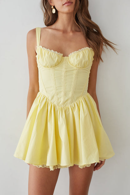 Belle Lace Trim Corset Mini Dress