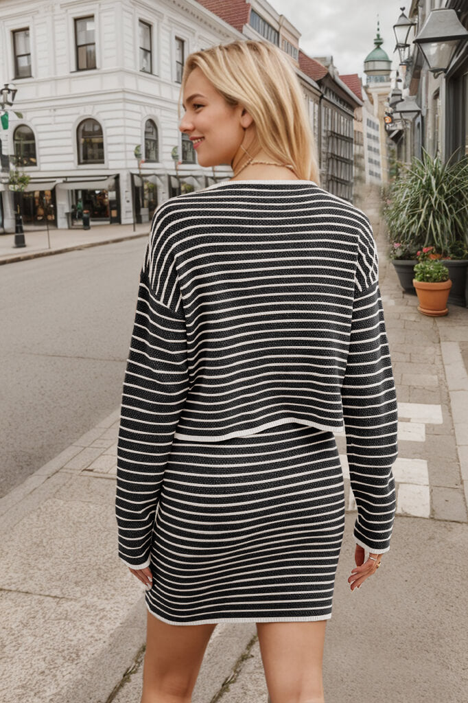 To New Heights Striped Knit Matching Sets