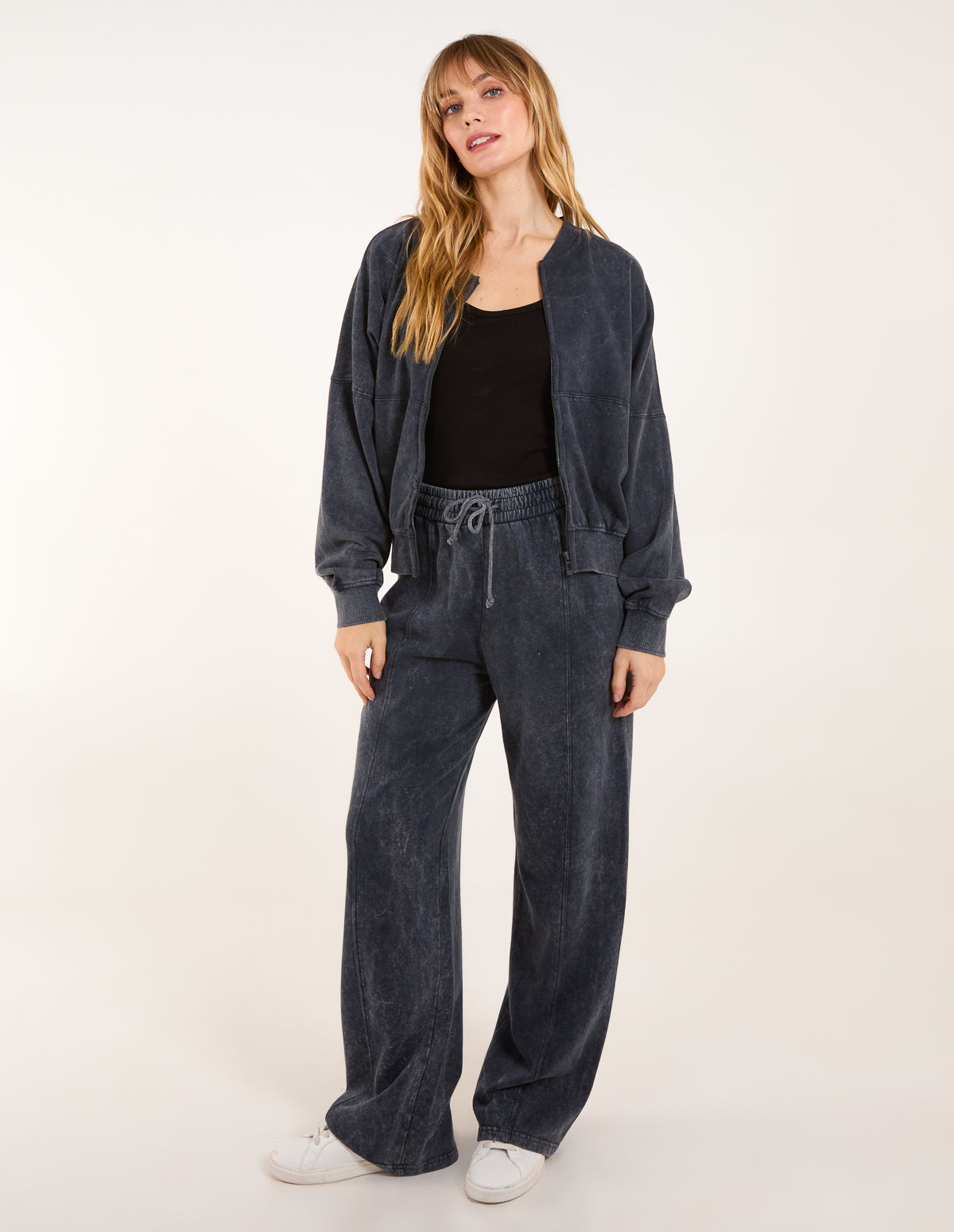 Acid Wash Bomber Jacket & Joggers Set
