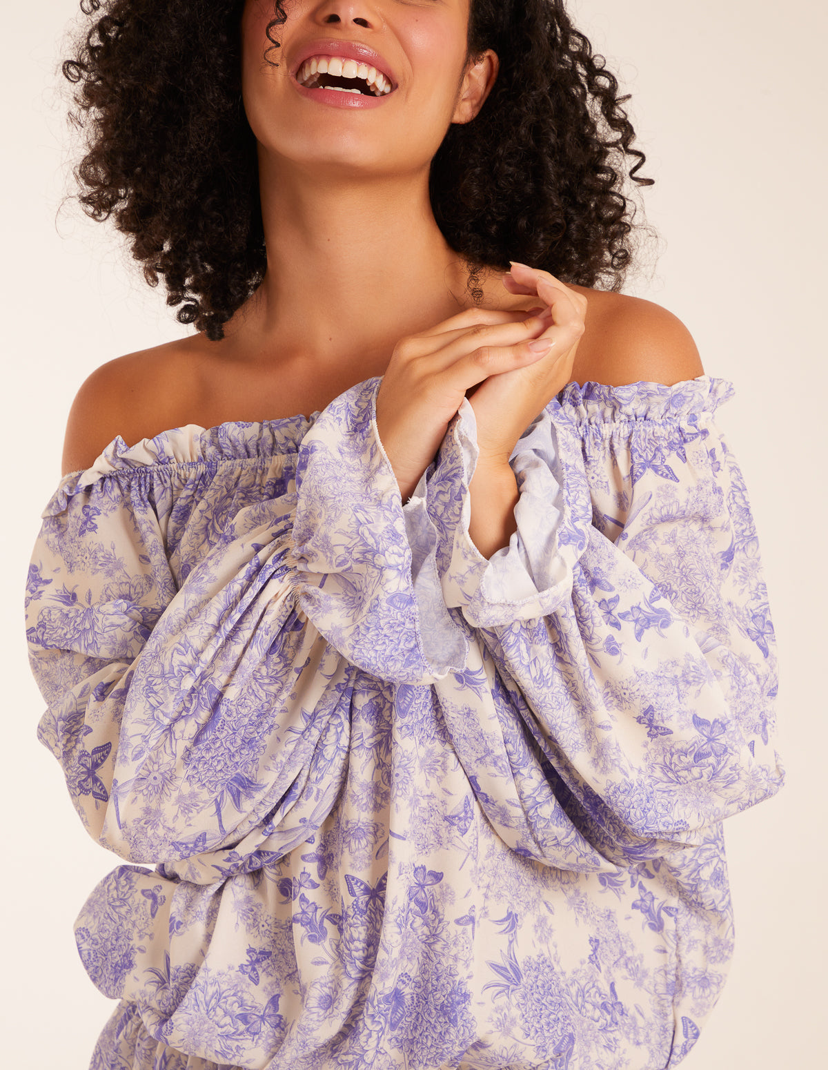Butterfly Floral Print Gypsy Chiffon Blouse
