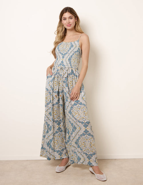Shirred Drawstring Jumpsuit