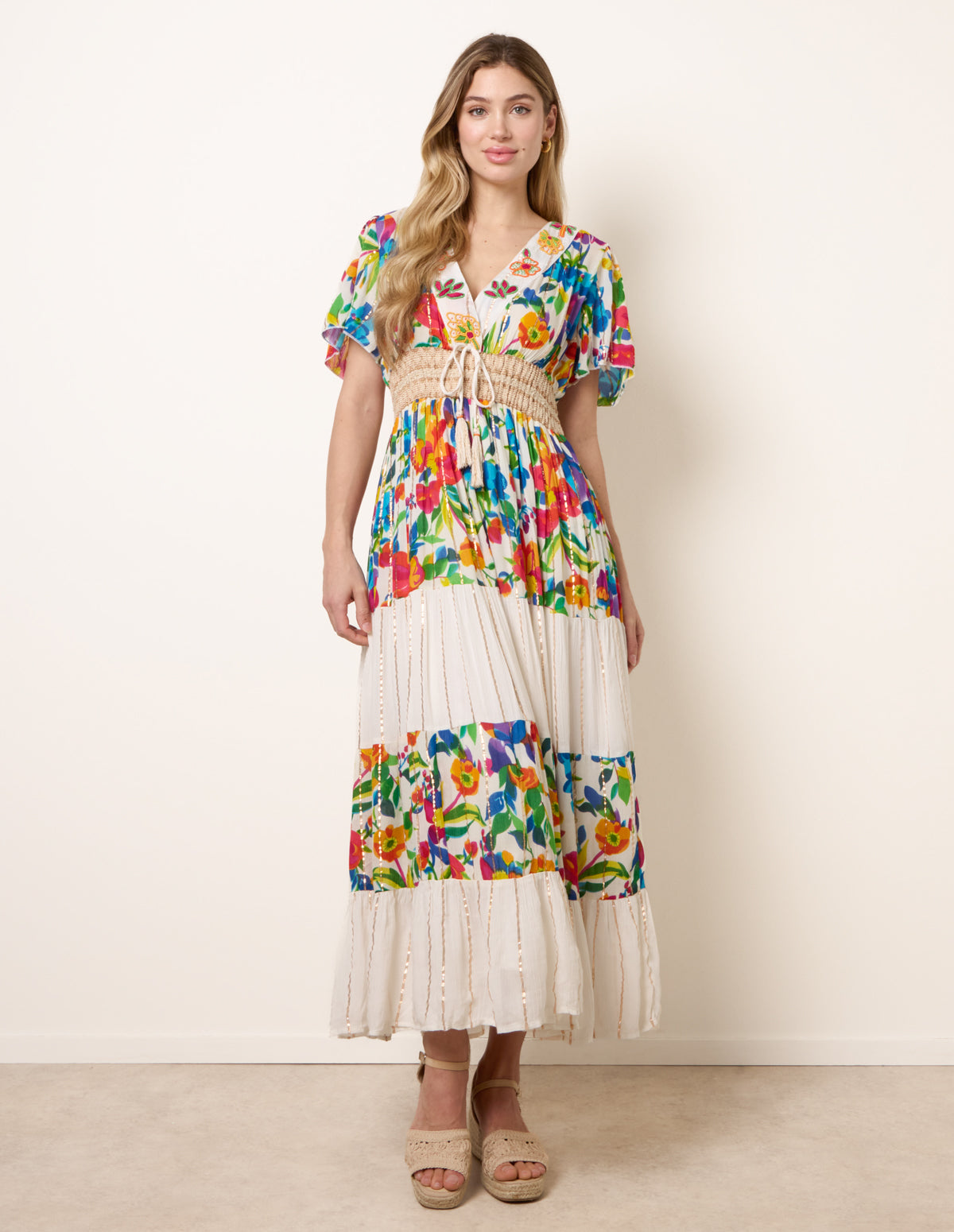 Bright Print Tiered Dress