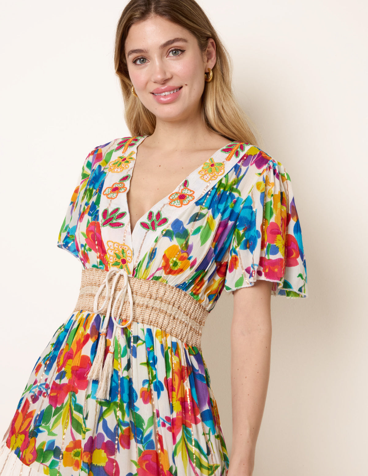 Bright Print Tiered Dress
