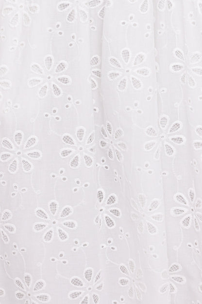 Clo Puff Sleeve Midi Dress - White Broderie