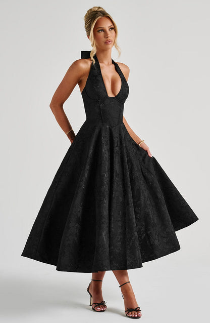 Eulalie - Chic V-Neck Backless Dress