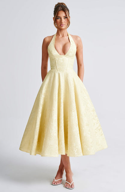 Eulalie - Chic V-Neck Backless Dress