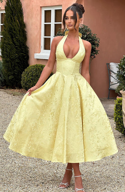 Eulalie - Chic V-Neck Backless Dress