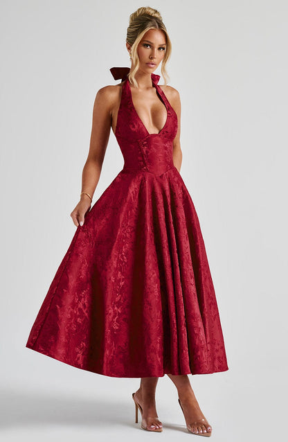 Eulalie - Chic V-Neck Backless Dress