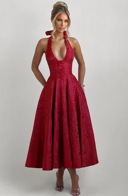 Eulalie - Chic V-Neck Backless Dress