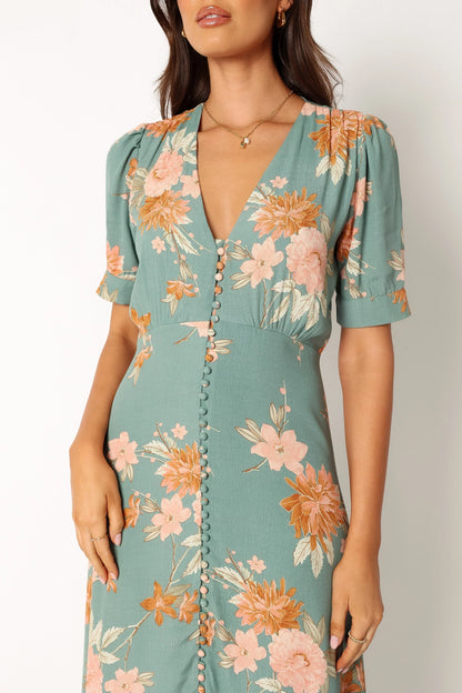 Frampton Midi Dress - Blue Floral