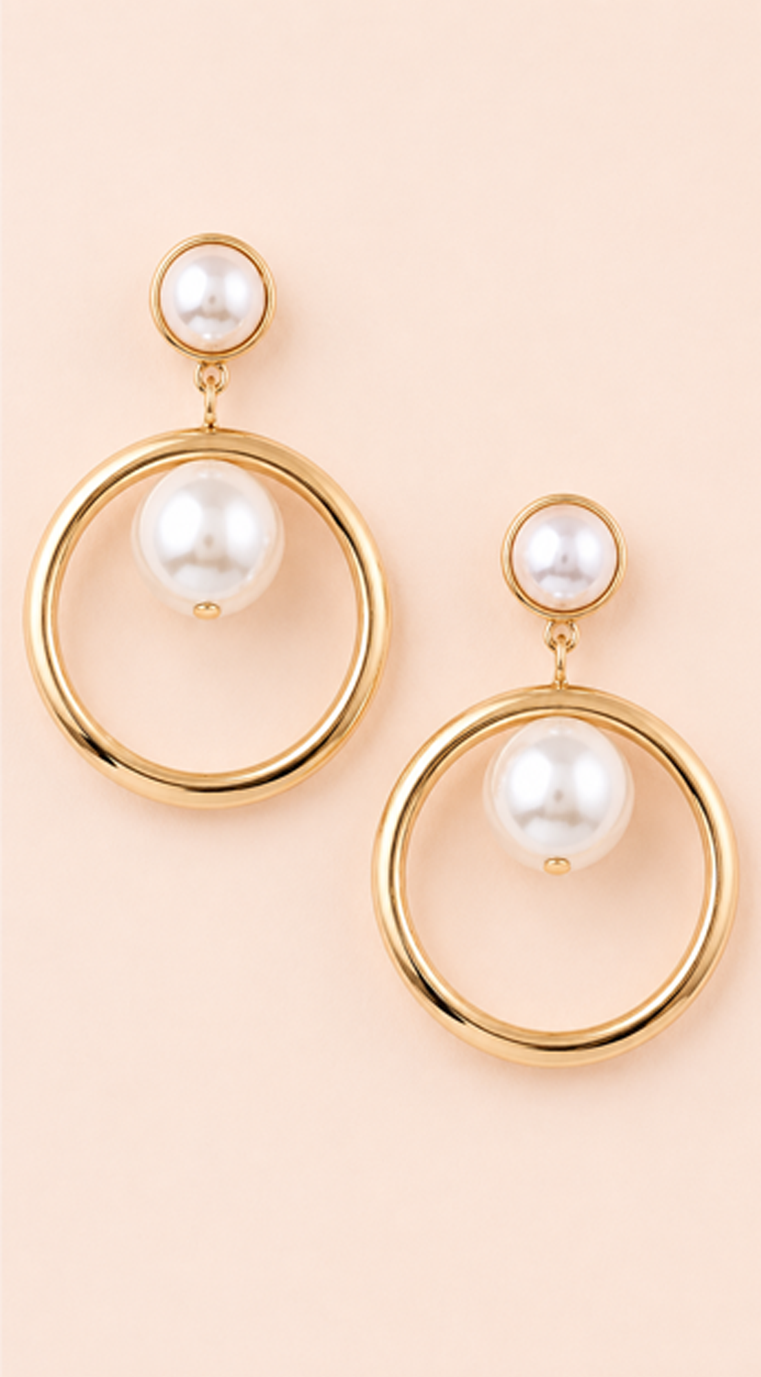 Aria Pearl Drop Hoop Earrings - Gold