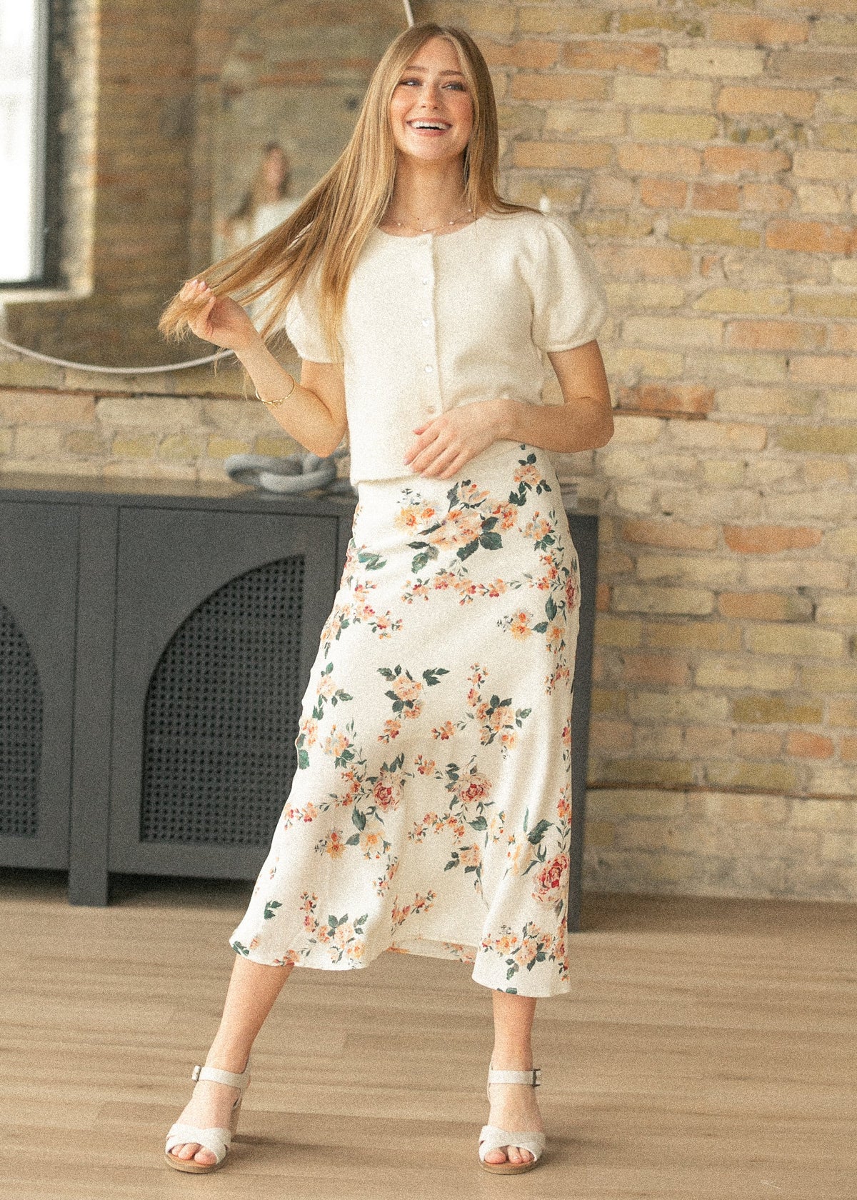 Floral Print Satin Maxi Skirt - FINAL SALE