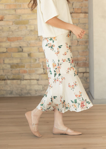 Floral Print Satin Maxi Skirt - FINAL SALE