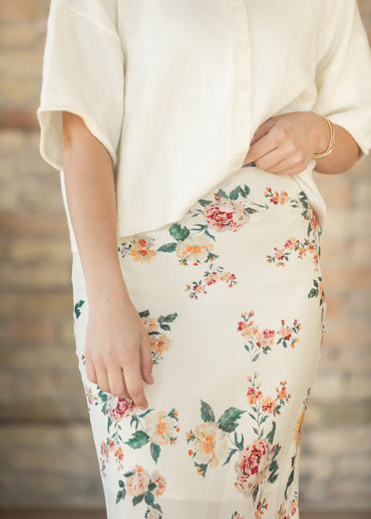Floral Print Satin Maxi Skirt - FINAL SALE