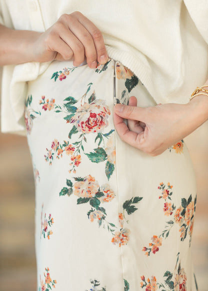 Floral Print Satin Maxi Skirt - FINAL SALE