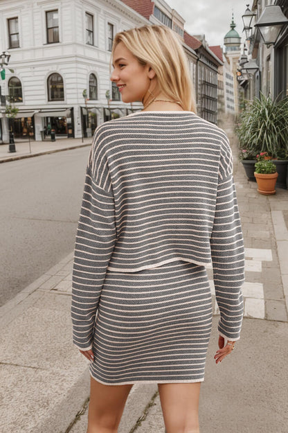 To New Heights Striped Knit Matching Sets