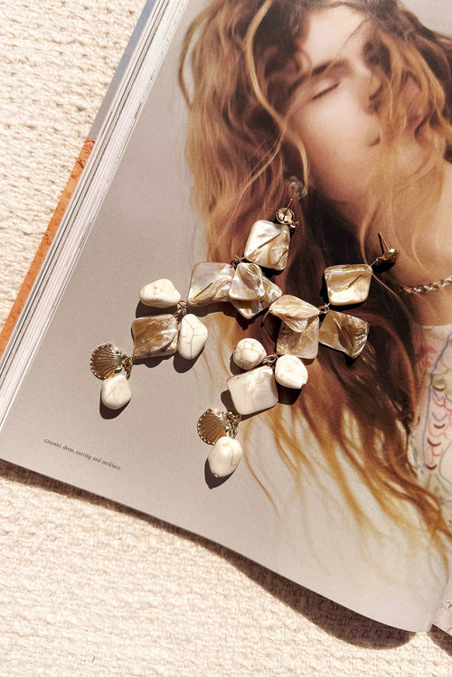 Ocean To Ocean Earrings - Beige