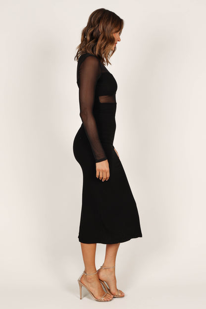 Farrow Long Sleeve Midi Dress - Black