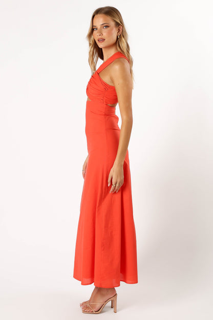Luna One Shoulder Maxi Dress - Tangerine