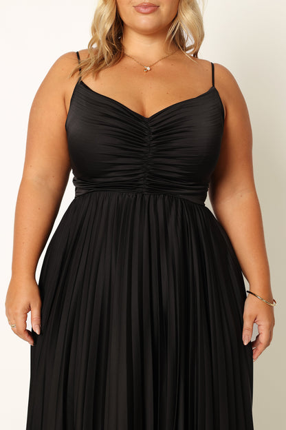 Naira Pleated Maxi Dress - Black