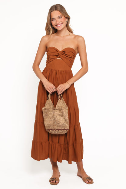 Sitara Strapless Midi Dress - Brown