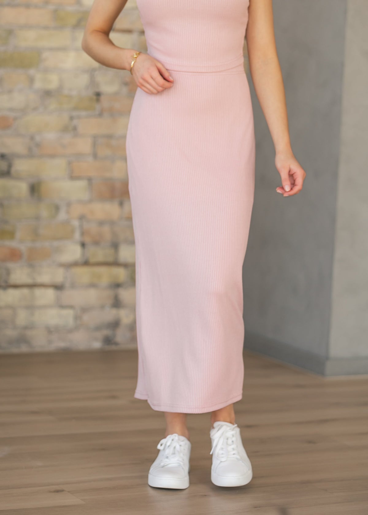 Pink Ribbed Knit Top & Skirt Set - FINAL SALE
