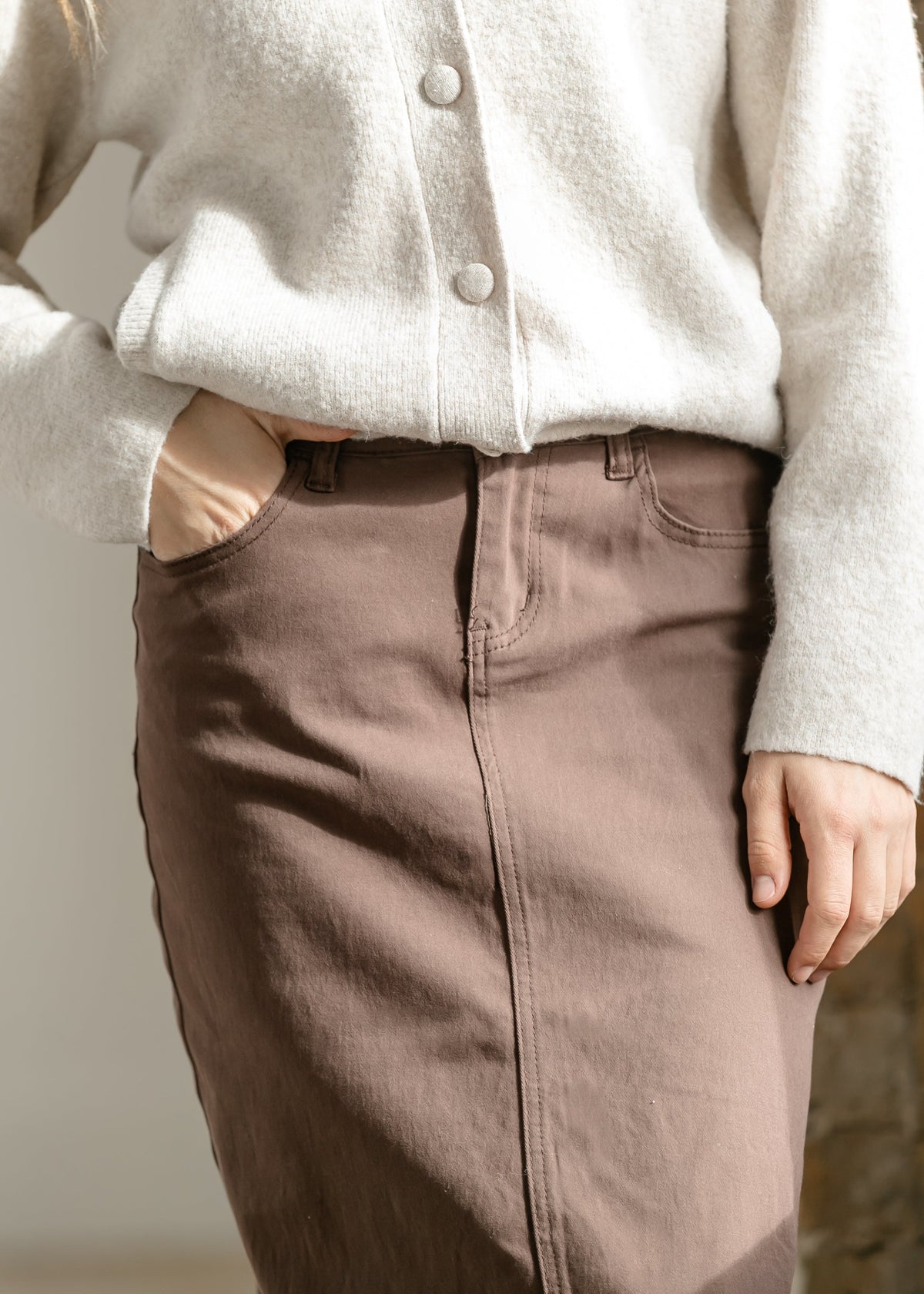 Remi Brownstone Denim Midi Skirt - FINAL SALE
