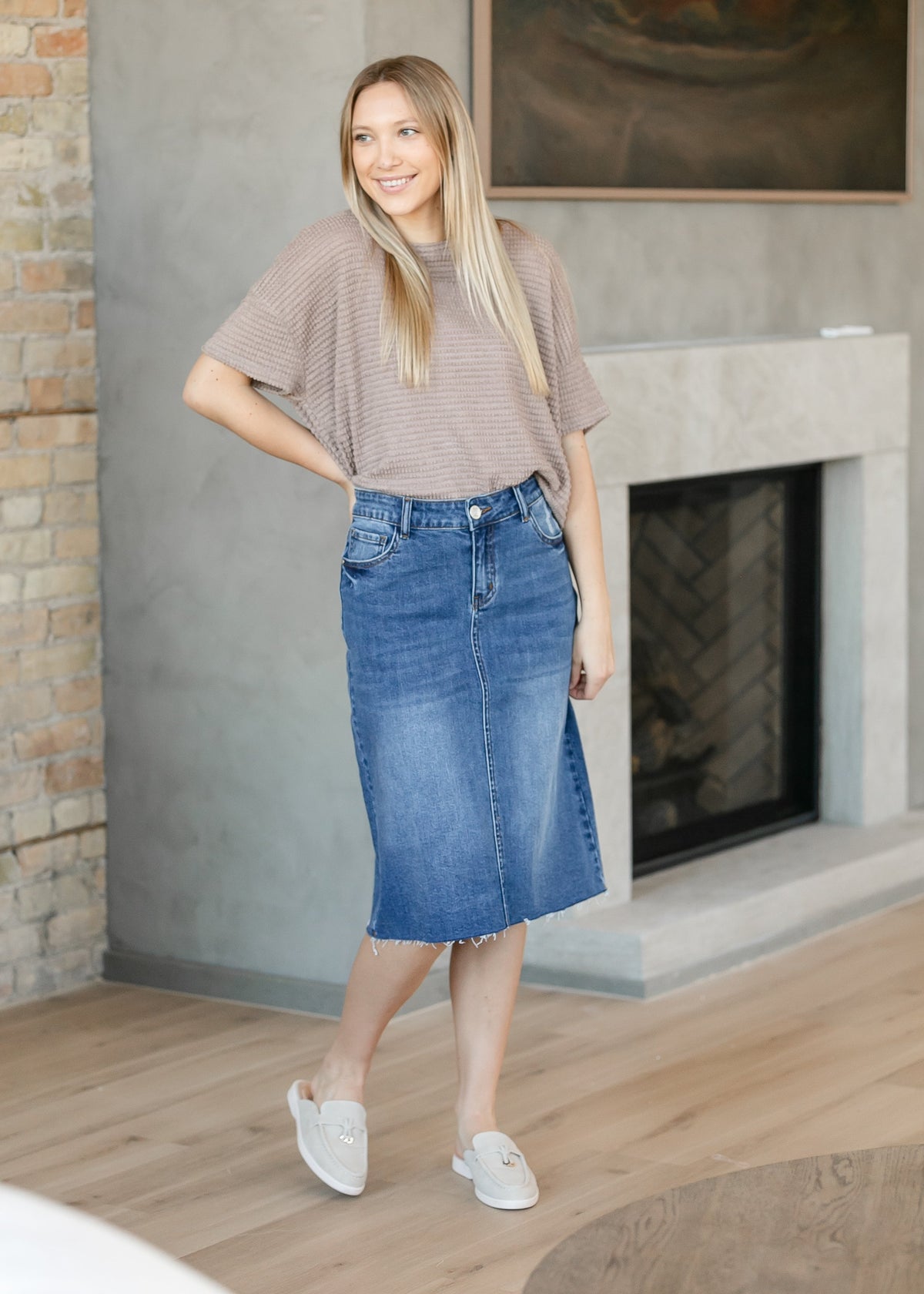 Rylin Raw Hem Midi Skirt - FINAL SALE