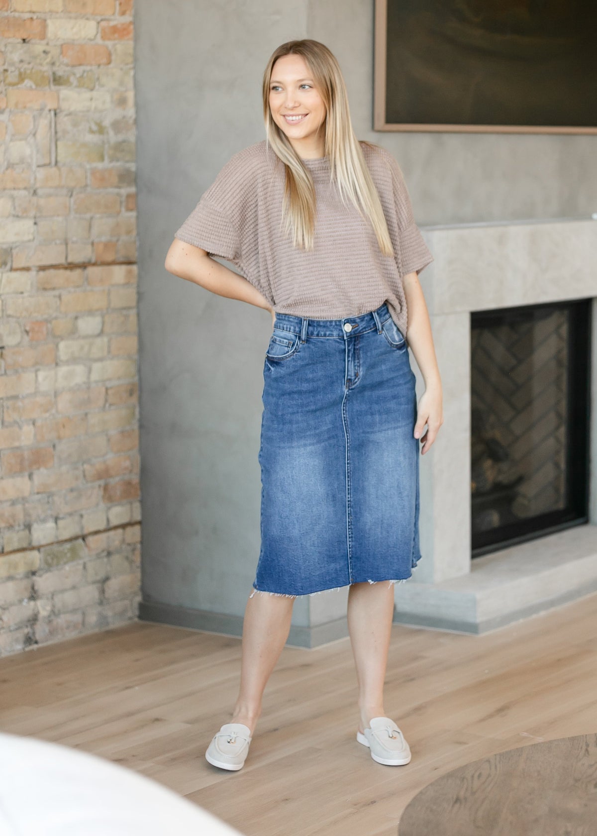 Rylin Raw Hem Midi Skirt - FINAL SALE
