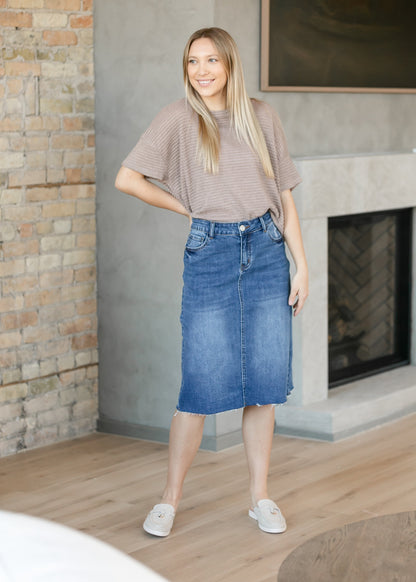 Rylin Raw Hem Midi Skirt - FINAL SALE