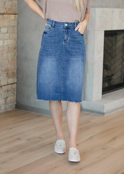 Rylin Raw Hem Midi Skirt - FINAL SALE