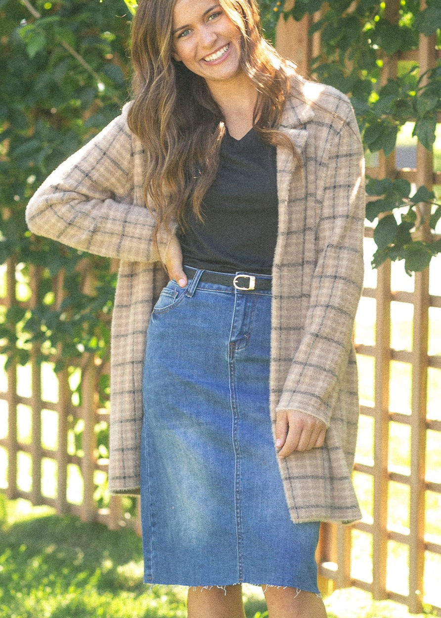 Rylin Raw Hem Midi Skirt - FINAL SALE