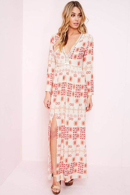Avery Casual Maxi Dress Red Print
