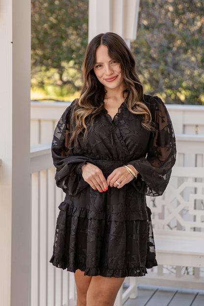 FINAL SALE - A Garden of Wonder Black Floral Mini Dress