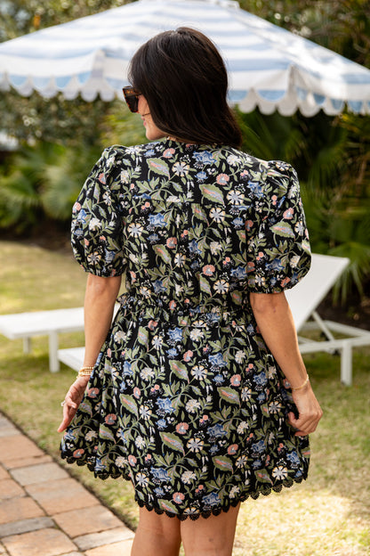 FINAL SALE - Midnight Bloom Black Floral Mini Dress