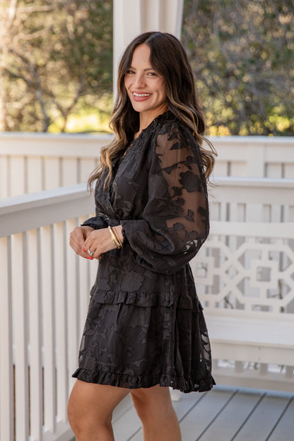 FINAL SALE - A Garden of Wonder Black Floral Mini Dress